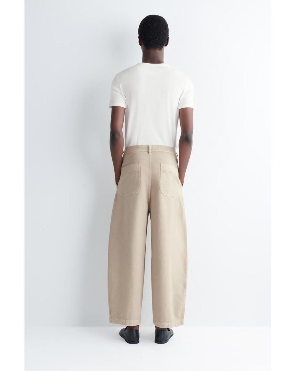 COS Natural Pleated Denim Relaxed-Fit Barrel-Leg Trousers for men