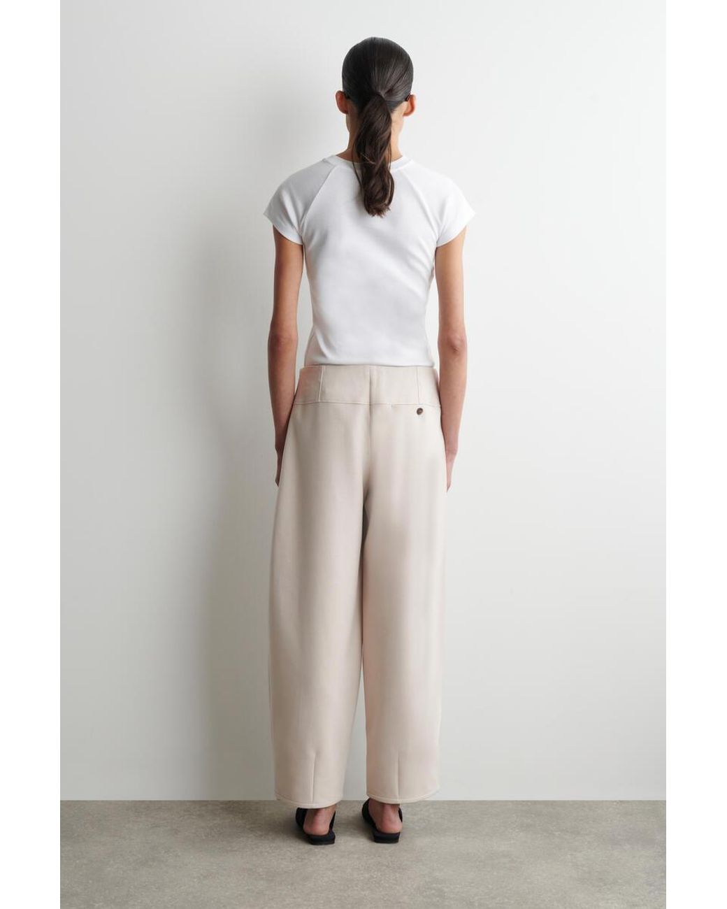 COS Natural Barrel-Leg Trousers