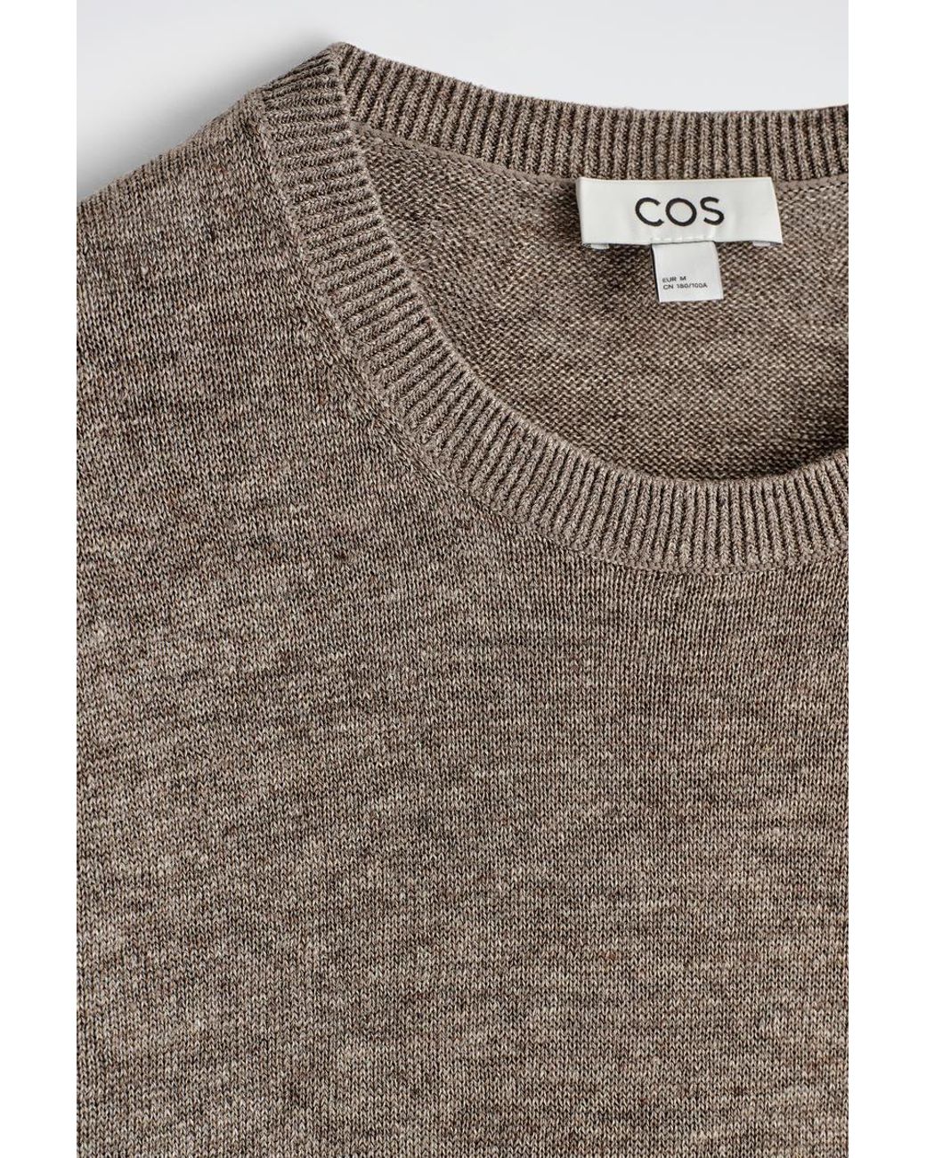 COS Brown Knitted Linen Crew-Neck Sweater for men