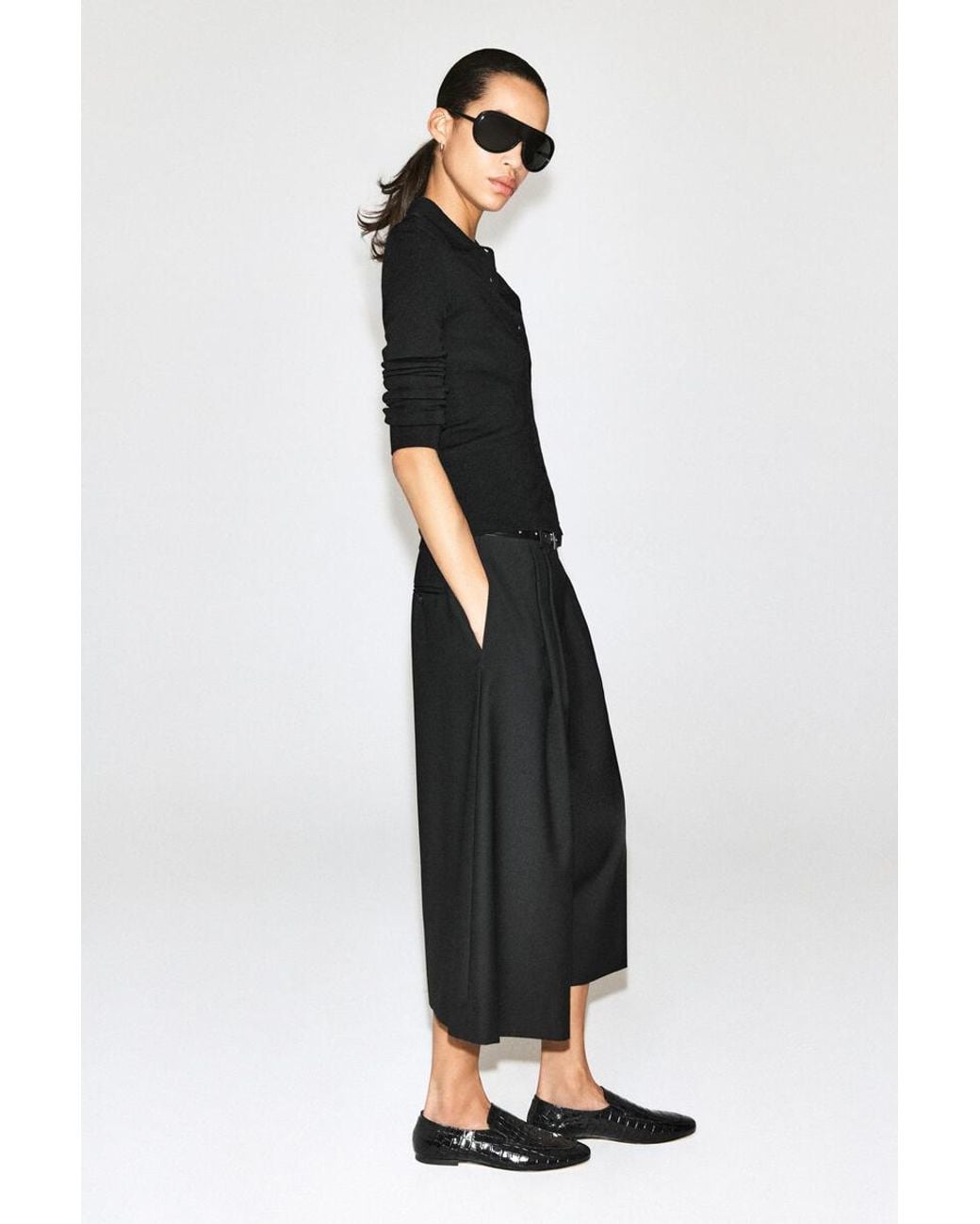 COS Black Seamless Merino Wool Shirt