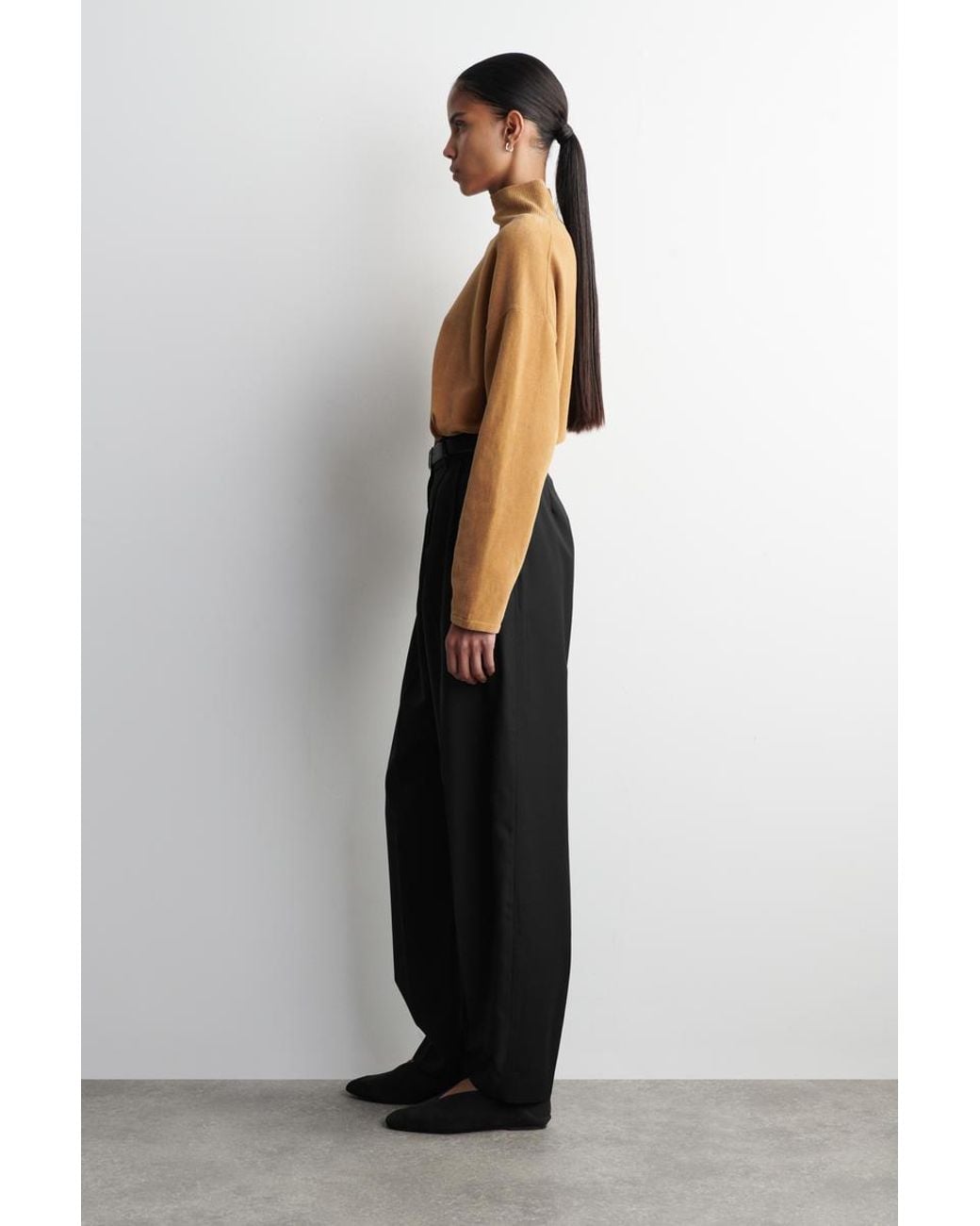 COS Natural Chenille Mock-Neck Sweater