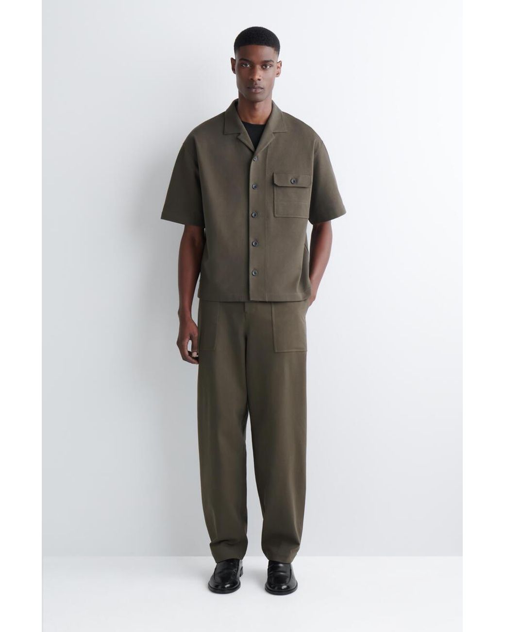COS Brown Cotton Utility Shirt for men