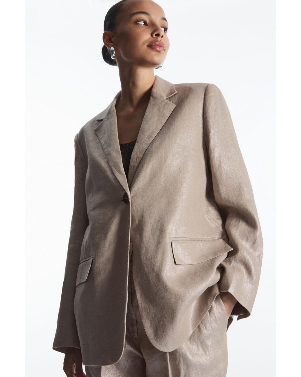 Oversized linen shop blazer