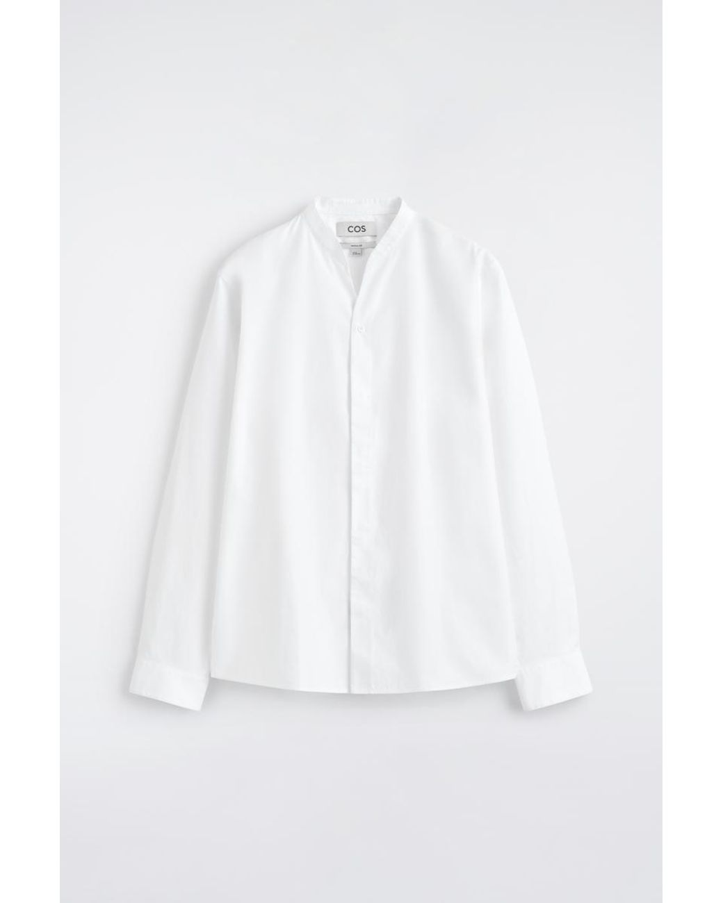 COS White Grandad-Collar Cotton Shirt for men