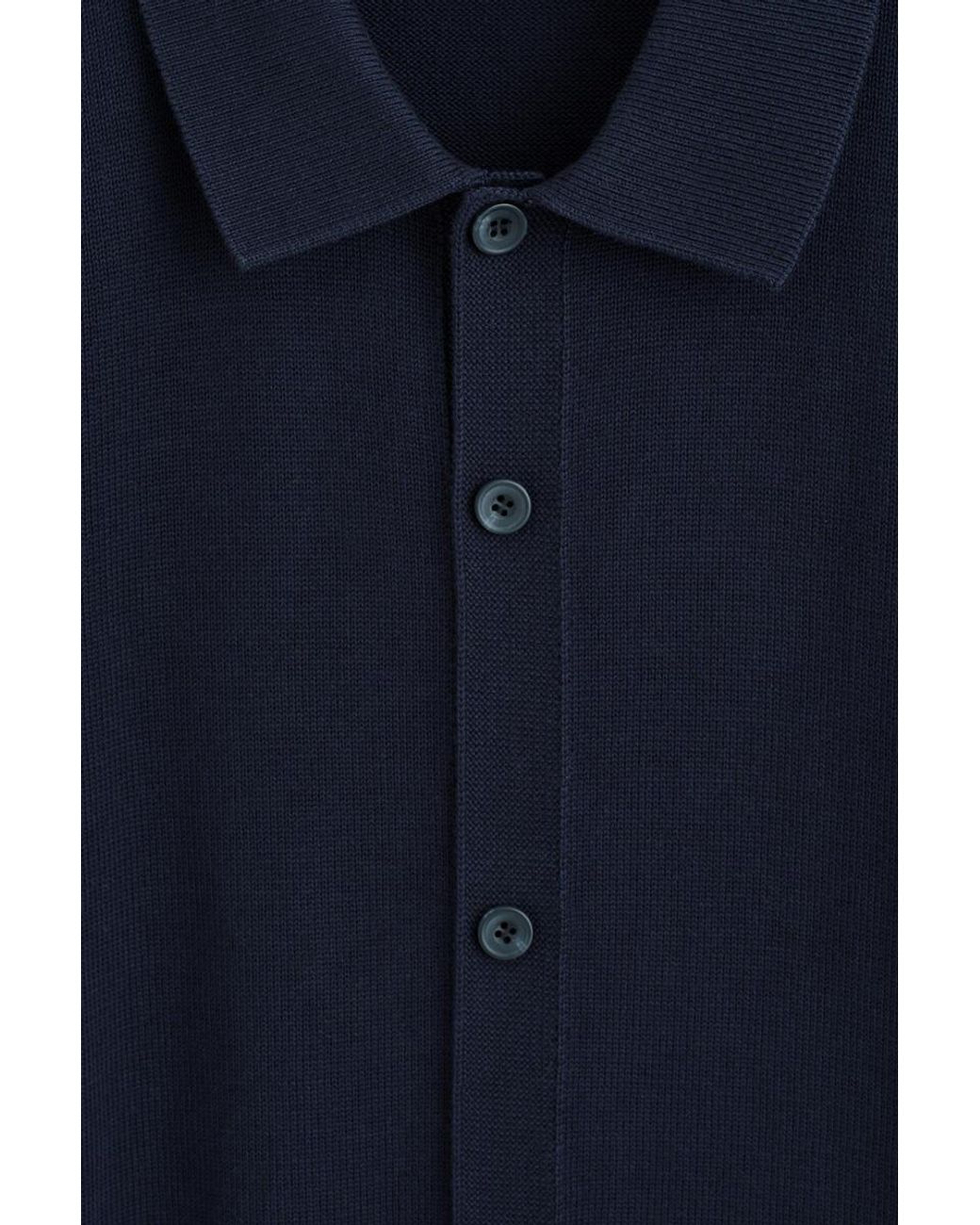 COS Blue Knitted Cotton Shirt for men