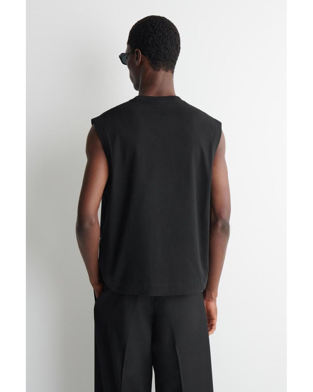 COS Black Relaxed Cotton-crepe Vest for men