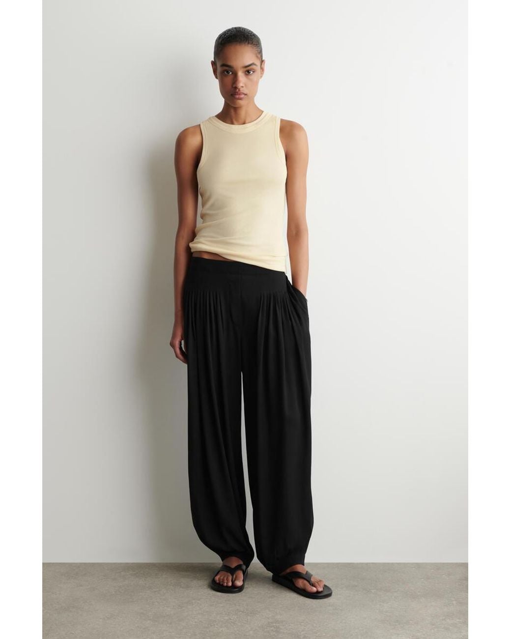 COS Natural Ribbed Silk Tank Top