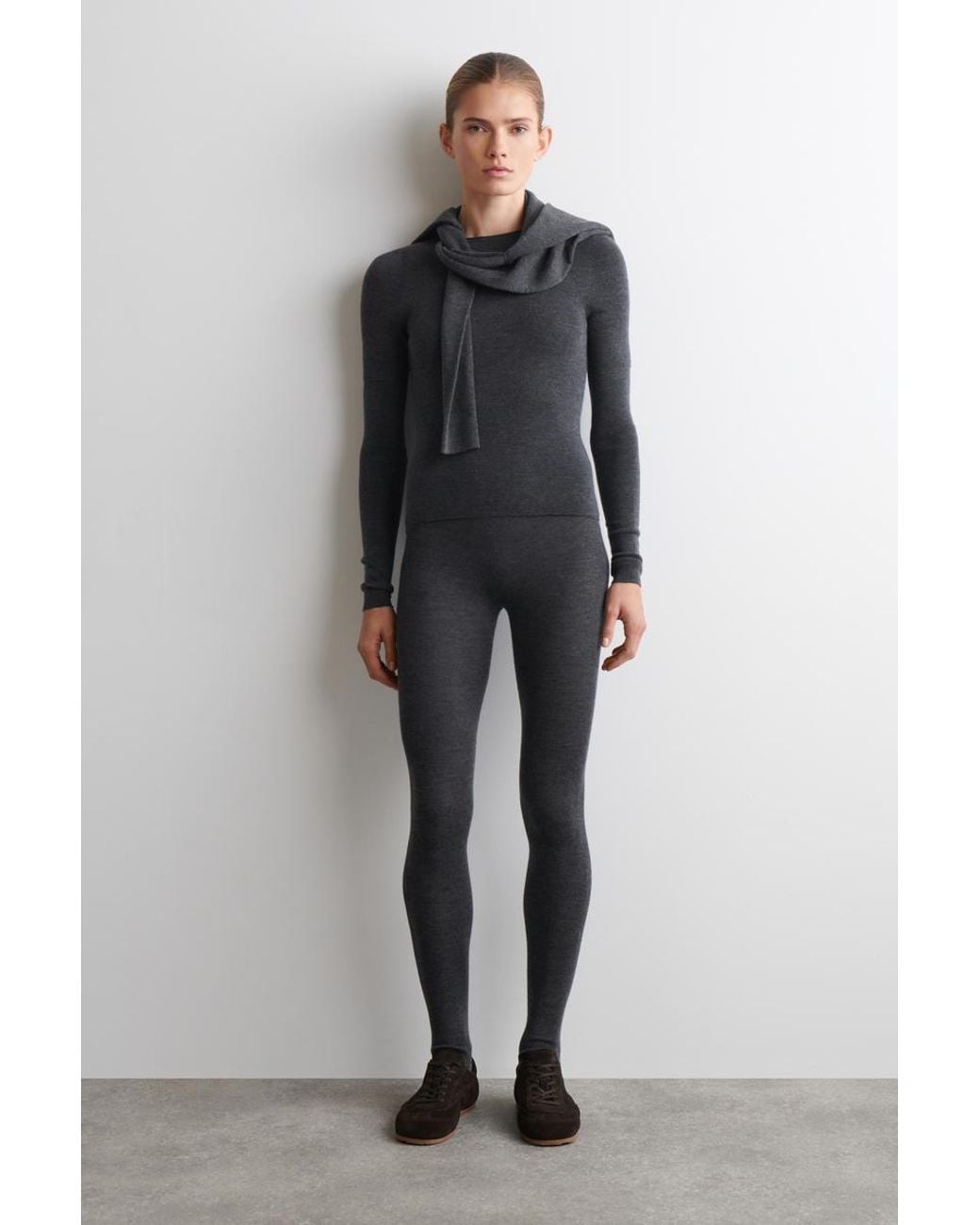 COS Blue Seamless Merino Wool Leggings