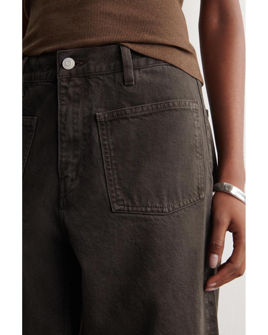 COS Brown Patch-Pocket Straight-Leg Jeans