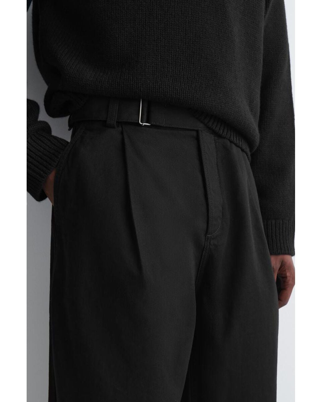 COS Black Buckled Denim Relaxed-Fit Barrel-Leg Pants for men
