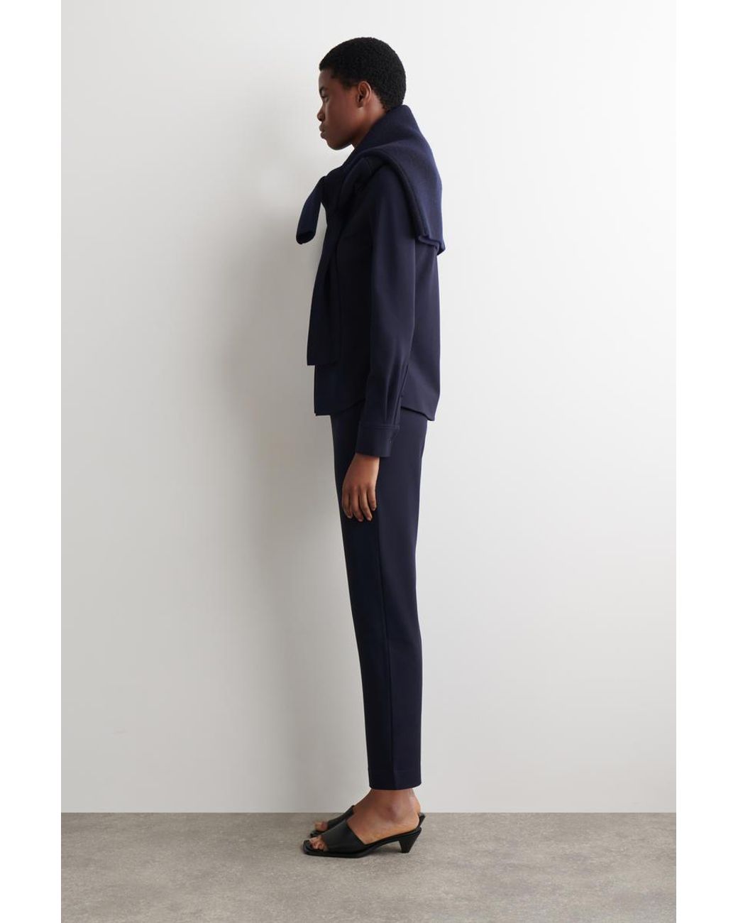 COS Blue Elasticated Straight-Leg Jersey Pants