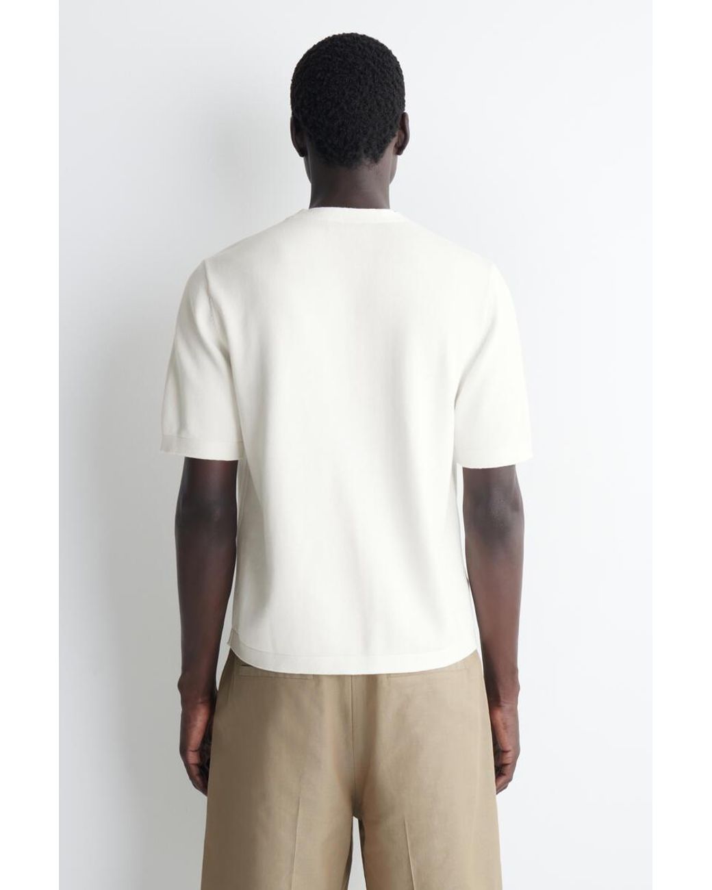 COS White Knitted Cotton T-Shirt for men