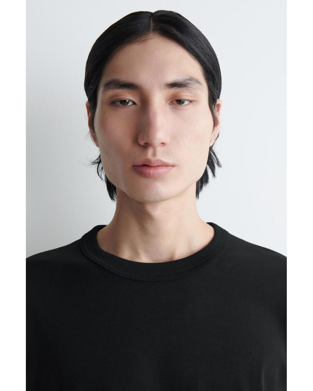 COS Black Relaxed Jersey Interlock Long-sleeved T-shirt for men