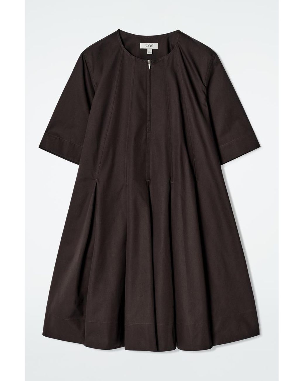 pleated twill zip-up mini dress Plunge Halterneck Zip Front Pleated Cargo Mini Dress In Grey Pinstripe |  EGO AU