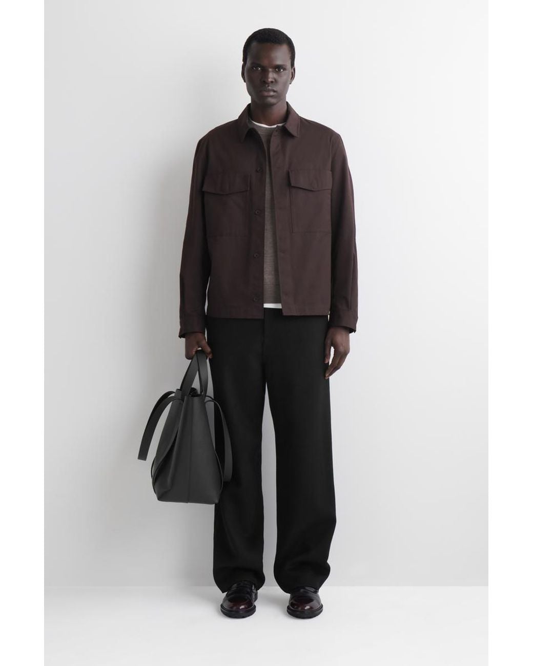 COS Brown Relaxed Cotton Overshirt for men