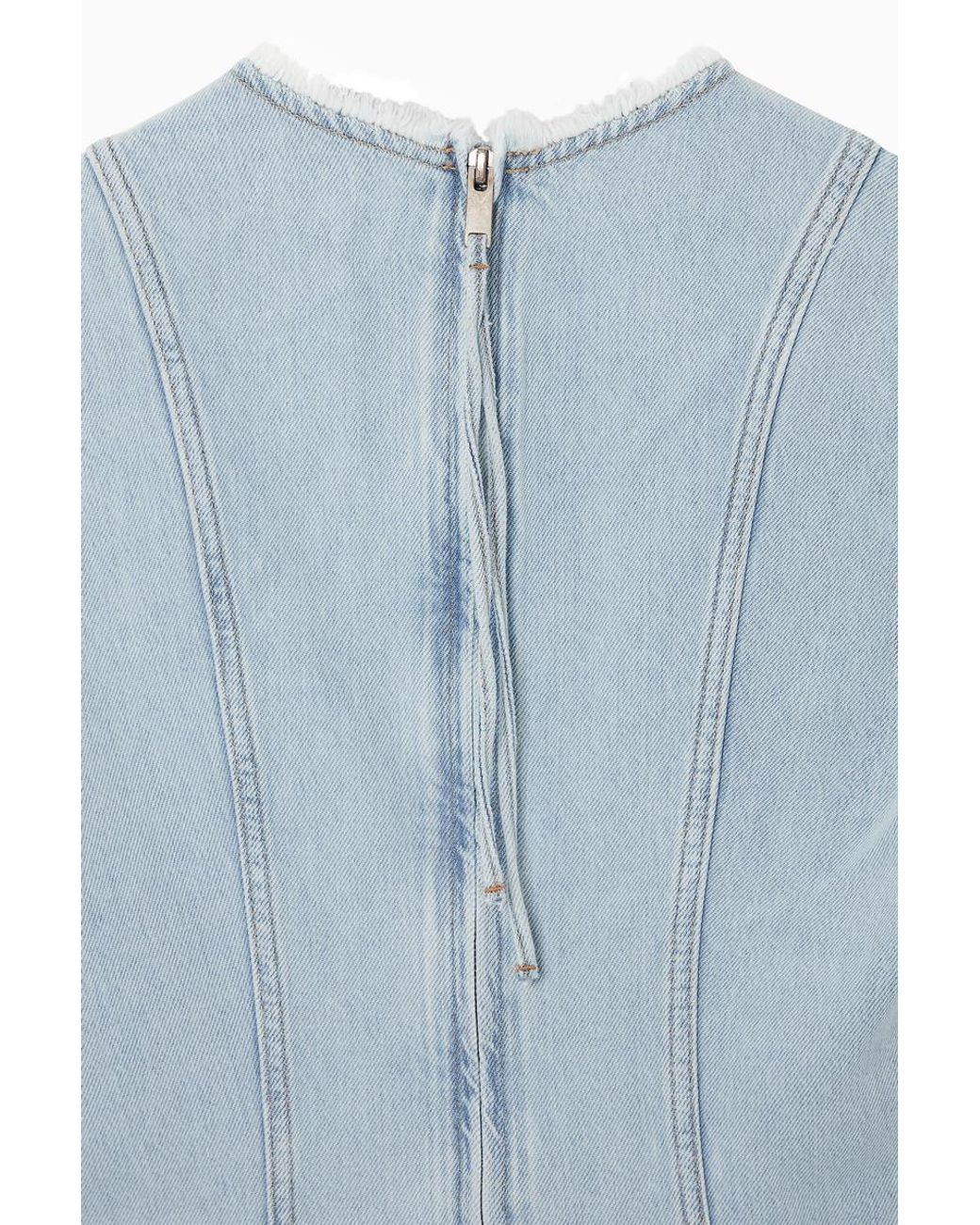 COS Blue Paneled Denim Mini Dress