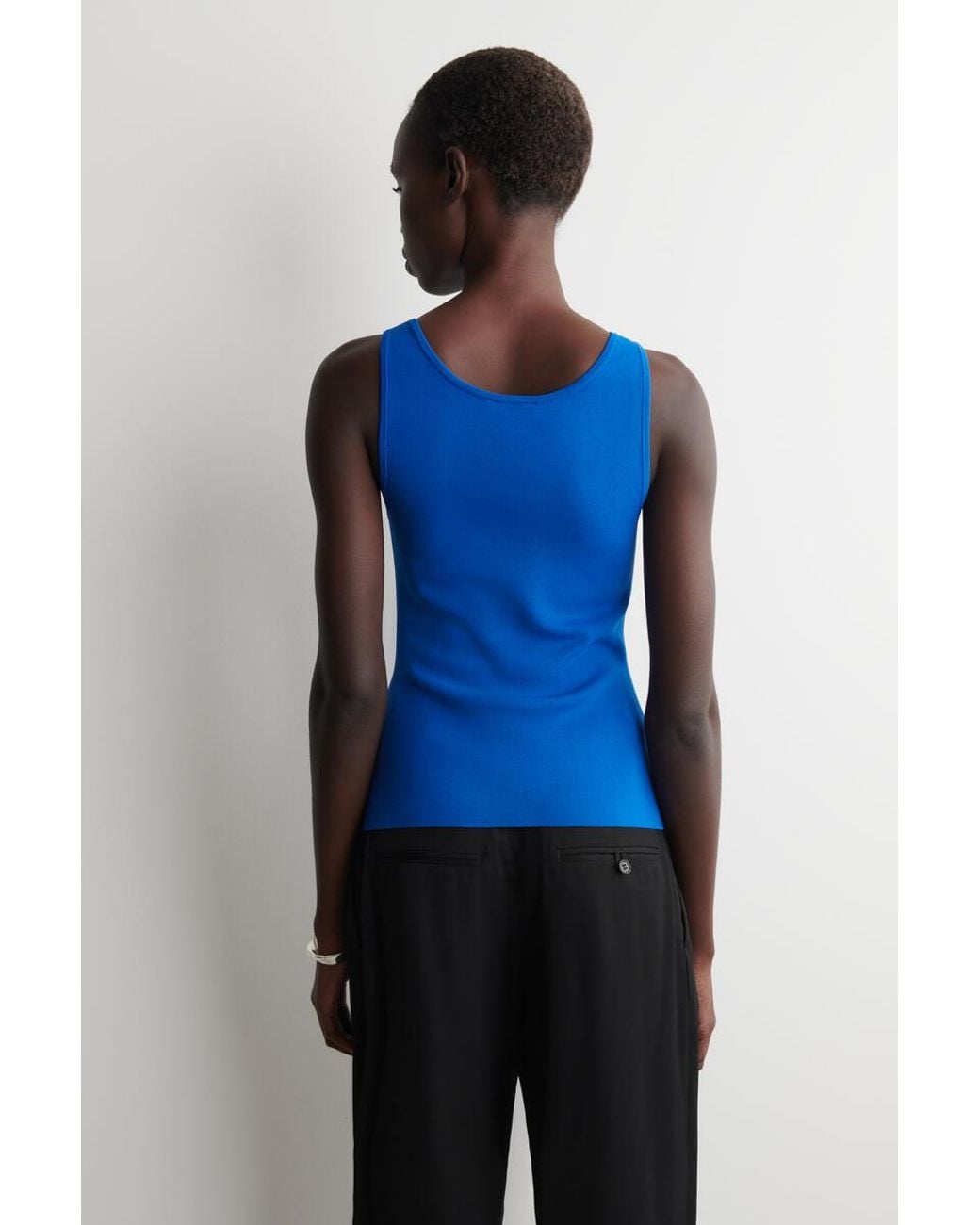 COS Blue Knitted Scoop-Neck Tank Top