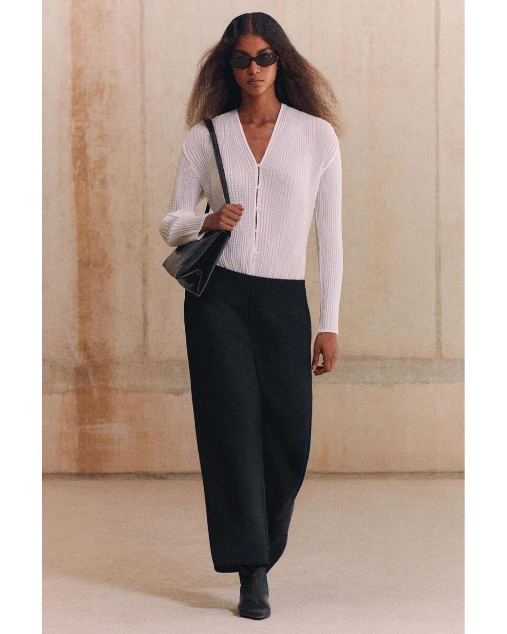 COS Black Double-Faced Barrel-Leg Pants
