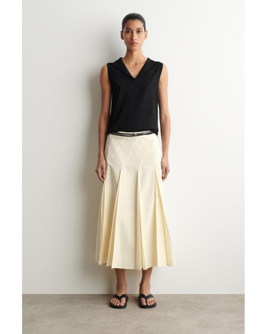 COS Black Sailor-Collar Knitted Cotton-Silk Top