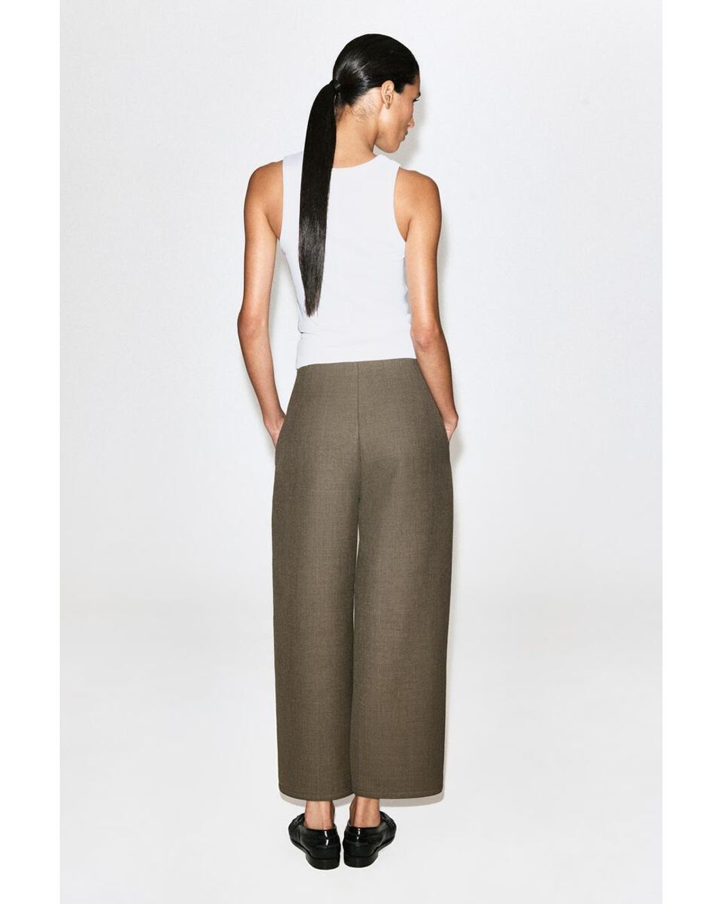 COS Green Double-Faced Barrel-Leg Pants