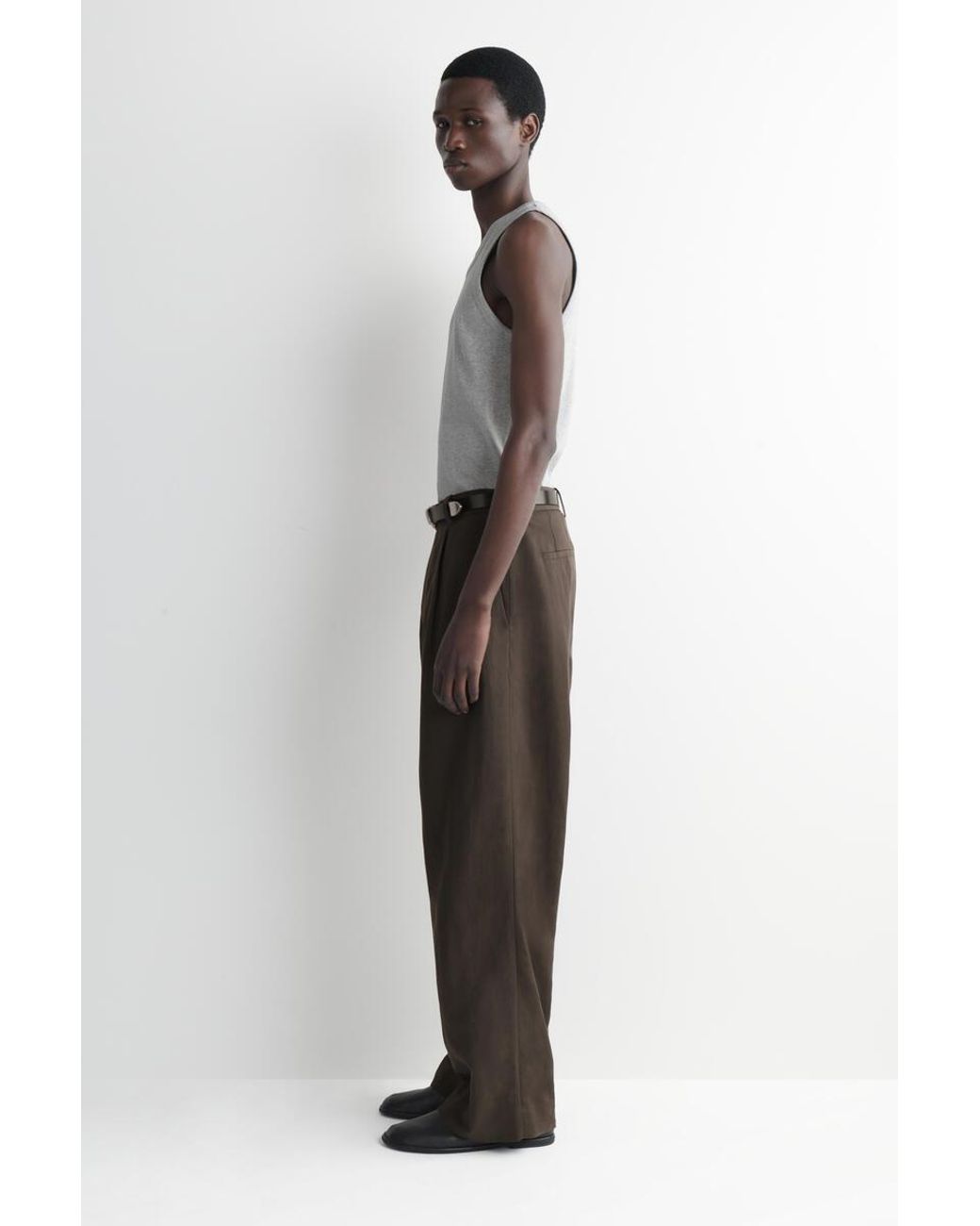 COS Gray Slim Ribbed Cotton Tank Top for men