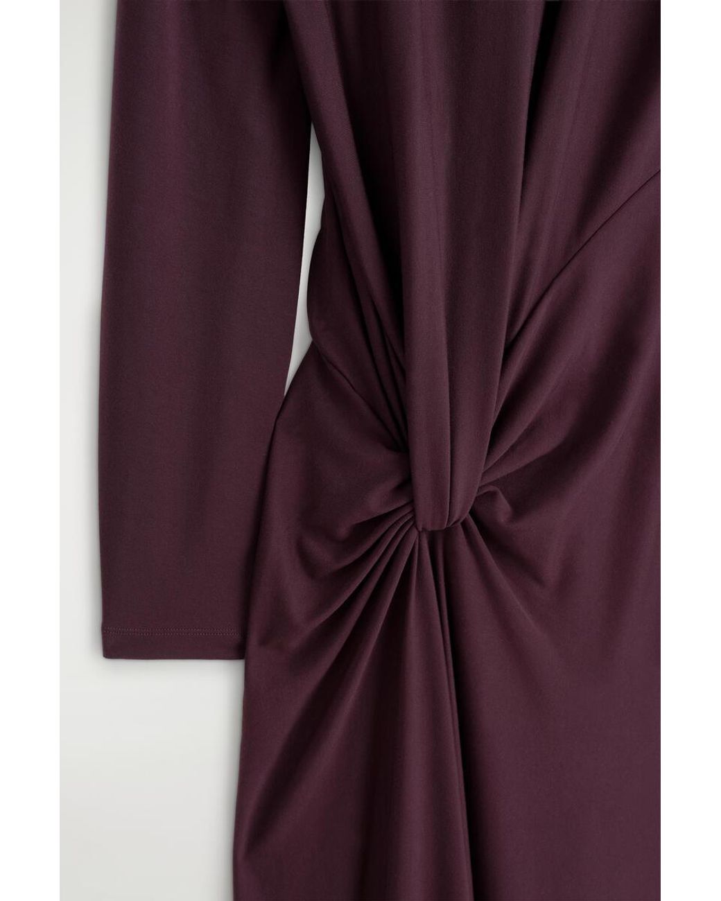 COS Purple Draped Twist-Detail Midi Dress
