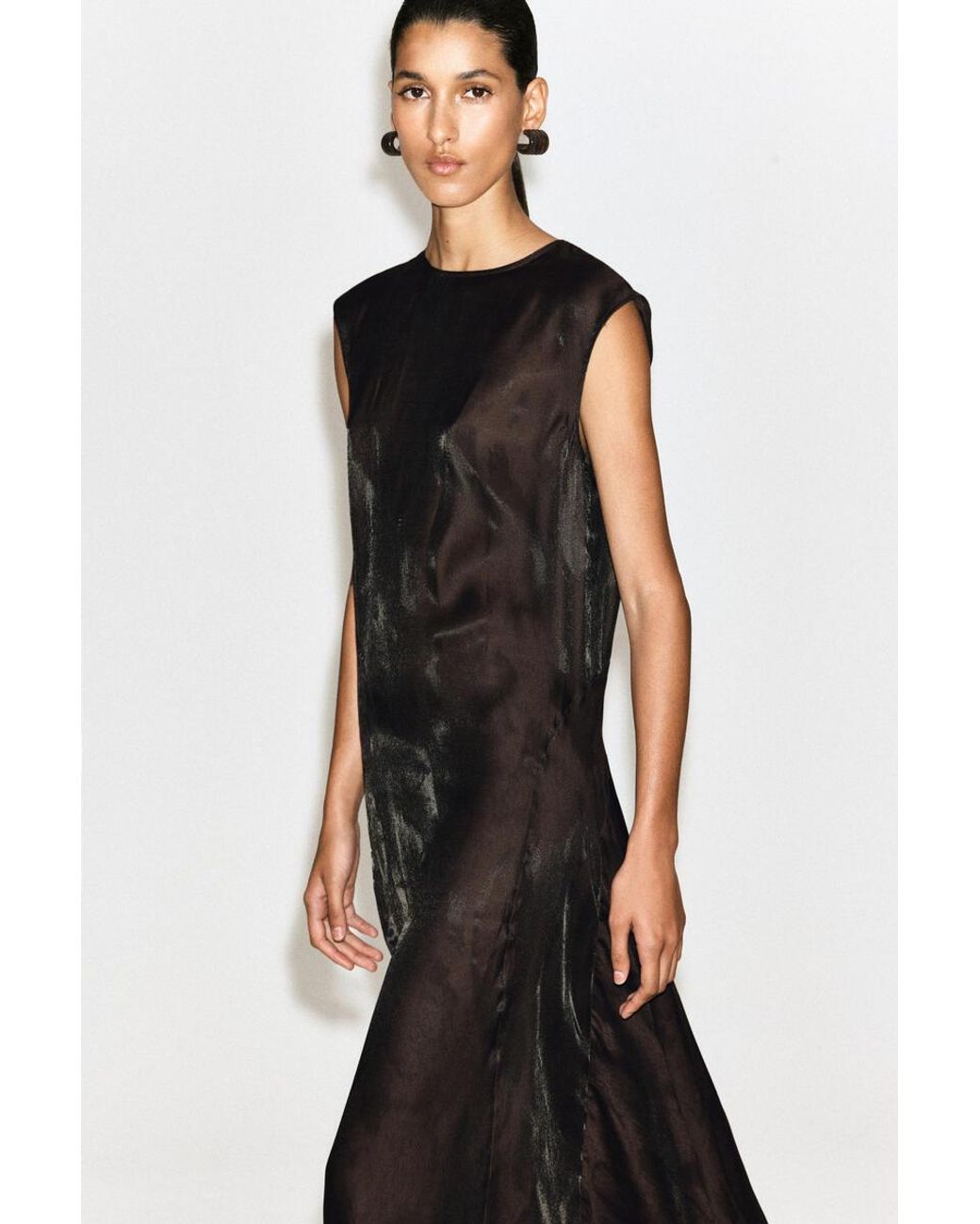 COS Black Animal-Jacquard Midi Dress