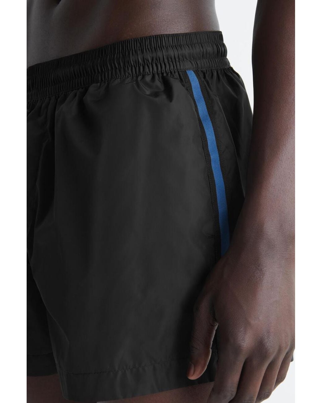 COS Black Stripe-Detail Swim Shorts for men