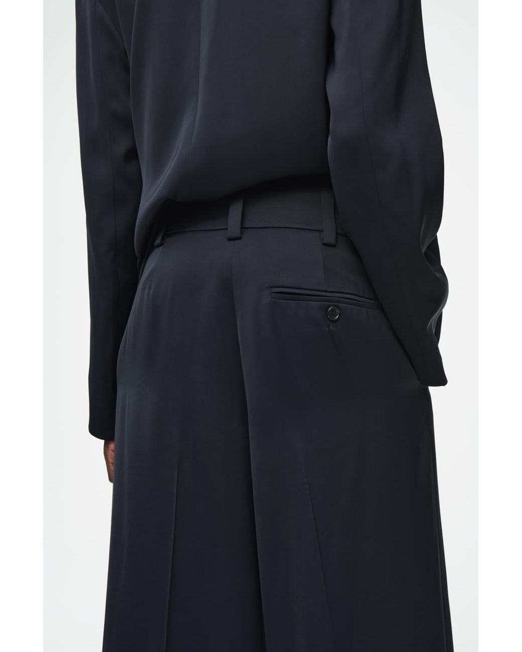 COS Tailored Satin Wide-leg Pants in Blue | Lyst