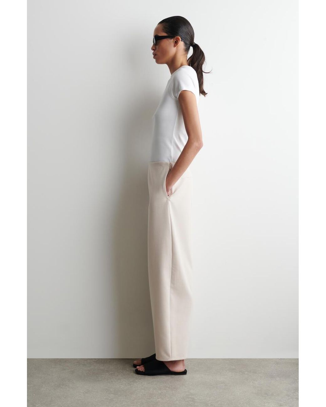 COS Natural Barrel-Leg Trousers