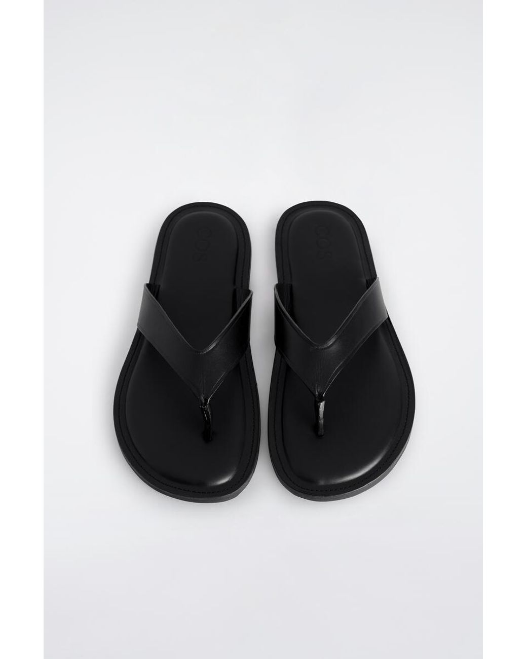 COS White Leather Flip Flops for men