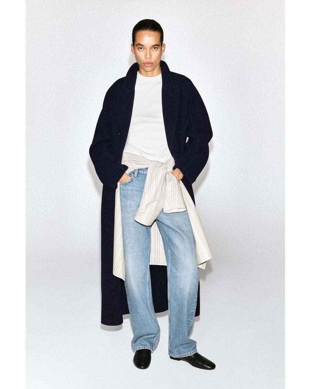 COS Black Tailored Double-Faced Wool Long Coat