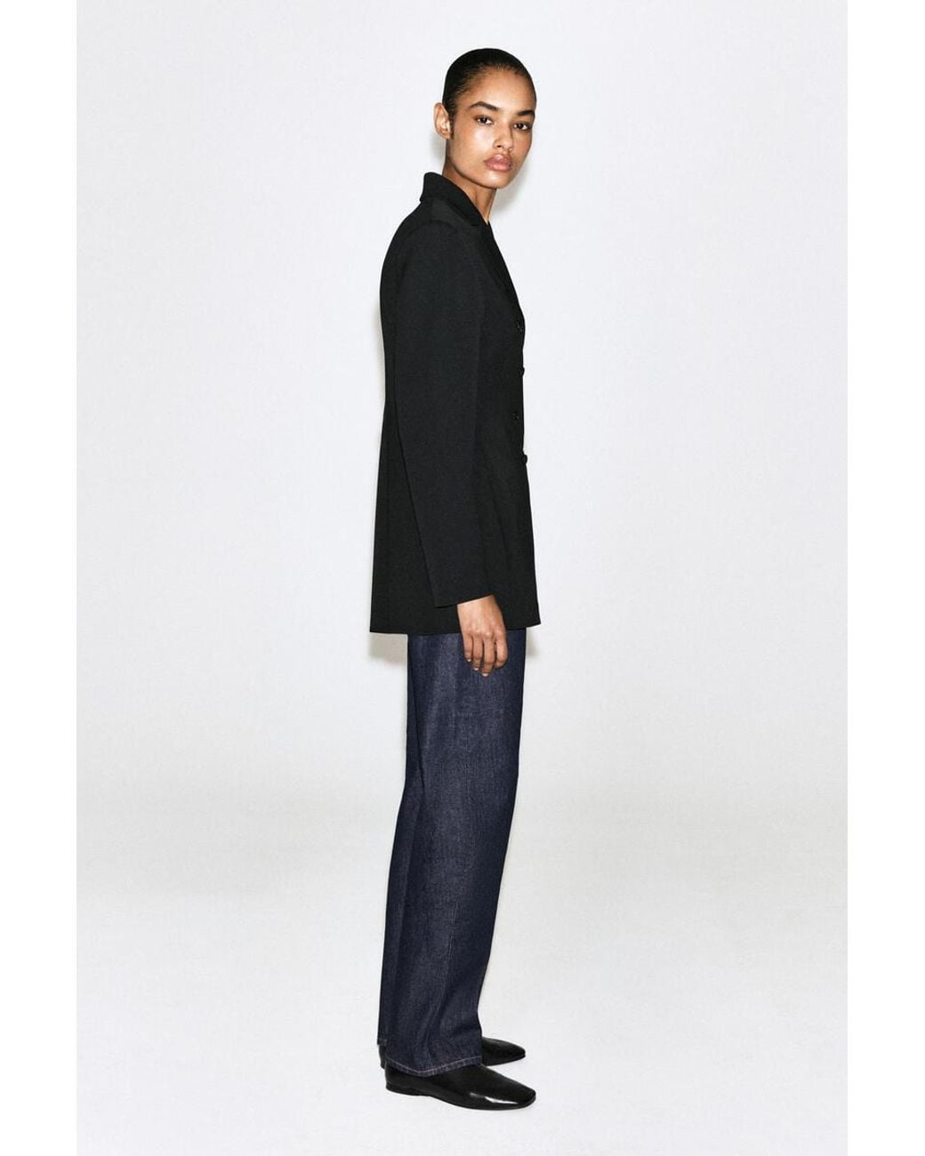 COS Black Double-Breasted Peplum Blazer