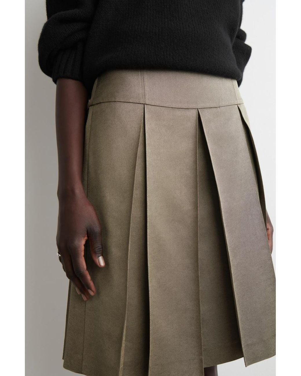 COS Gray Pleated Metallic Wool-Blend Skirt