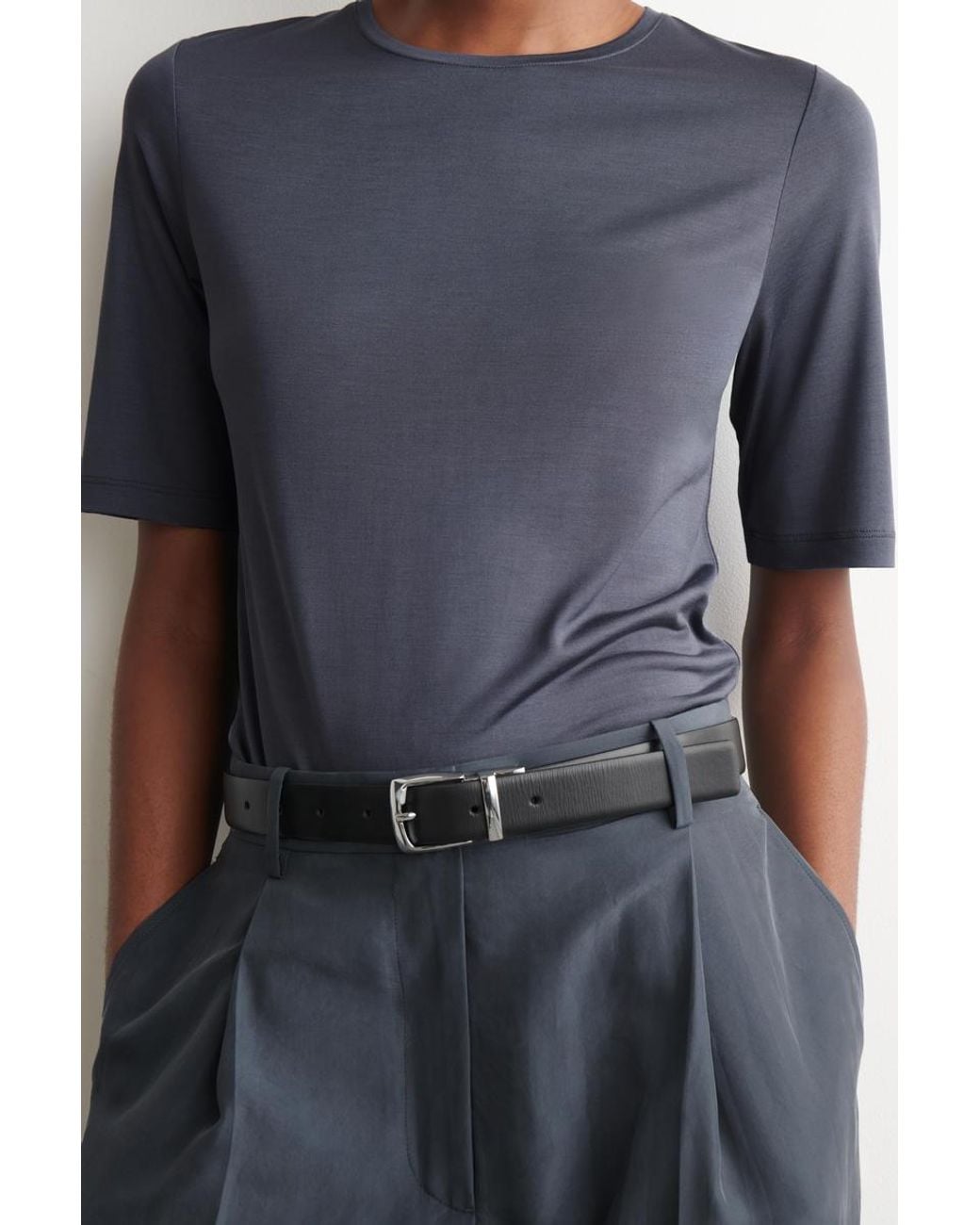 COS Blue Fluid Silk T-Shirt