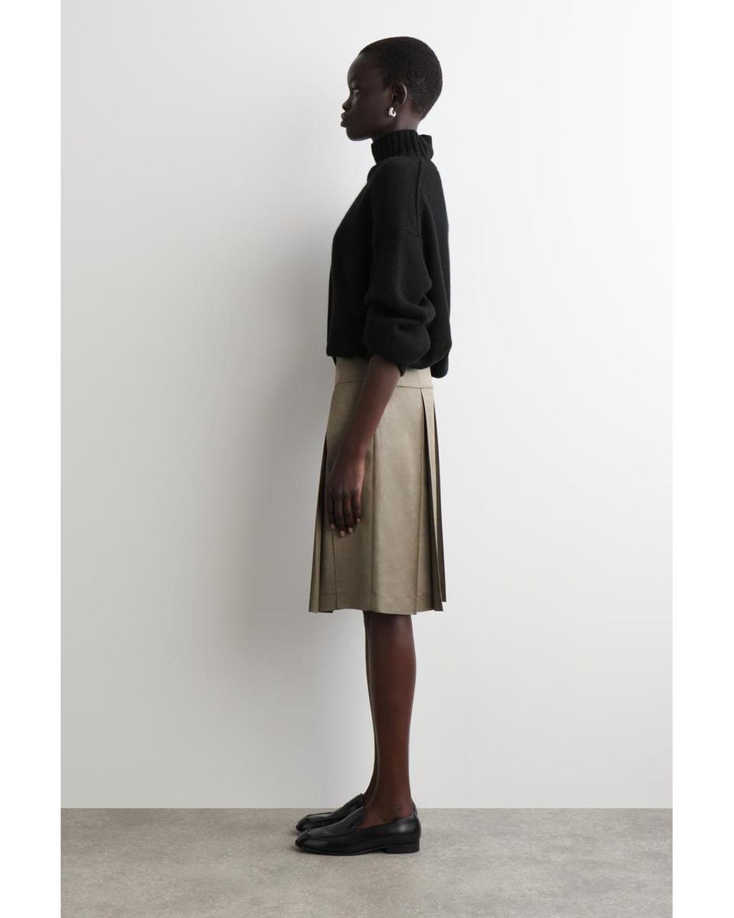 COS Gray Pleated Metallic Wool-Blend Skirt