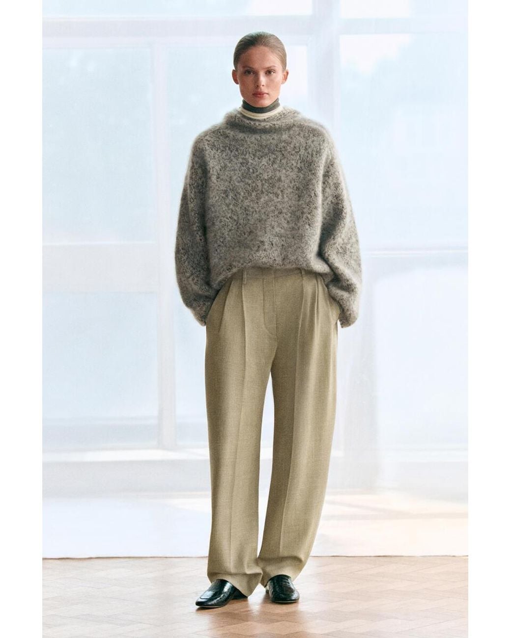 COS Natural Chunky Brushed-Cashmere Hoodie