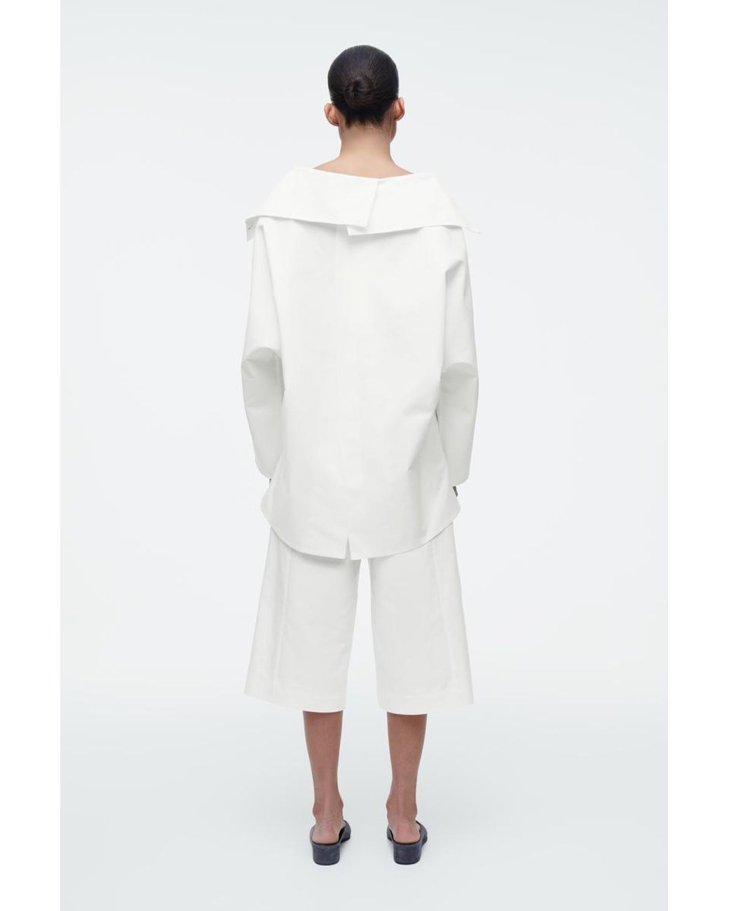 rip stop blouson オフホワイト COS Half-Zip Blouson Shirt in White | Lyst