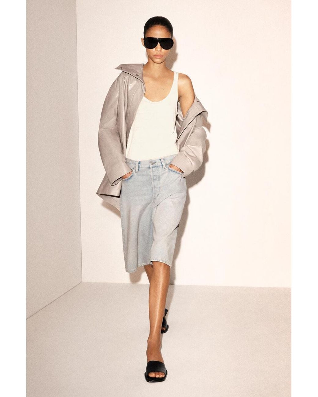 COS Gray Knee-Length Denim Shorts