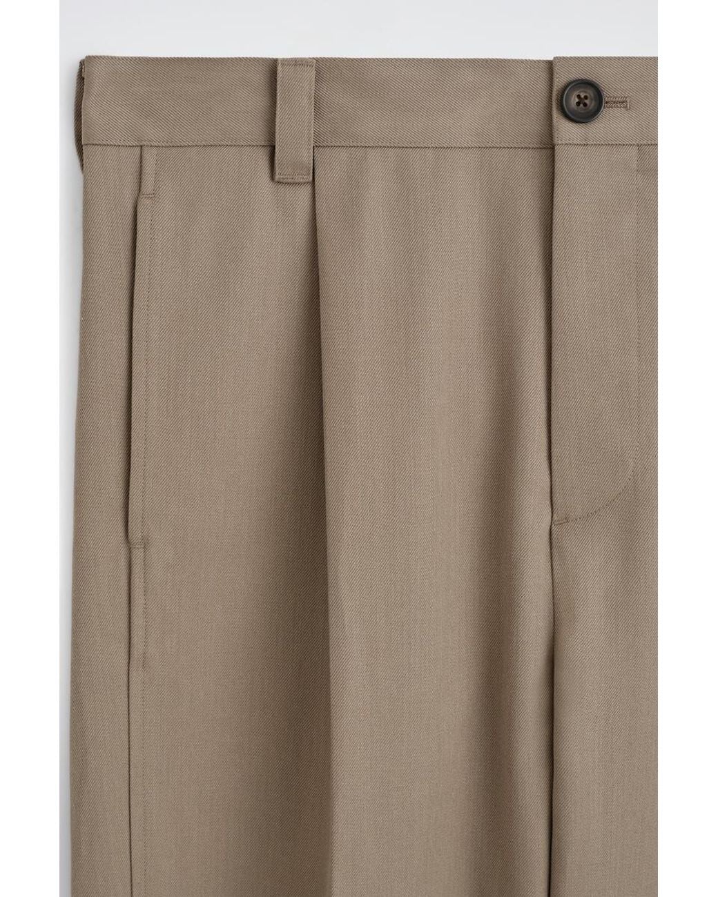 COS Natural Wool-Cotton Relaxed-Fit Wide-Leg Trousers for men