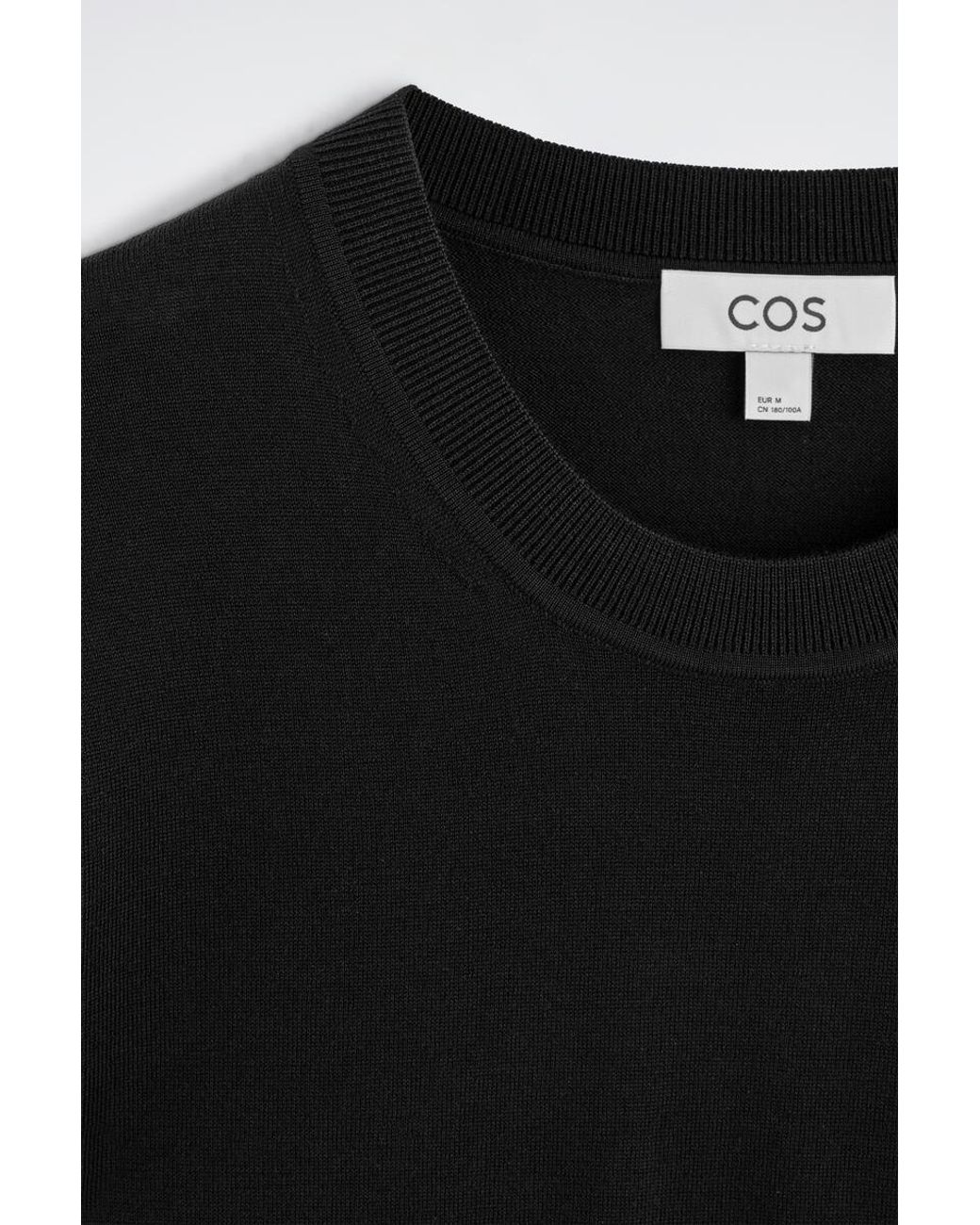 COS Black Slim Merino Wool Crew-Neck Jumper for men