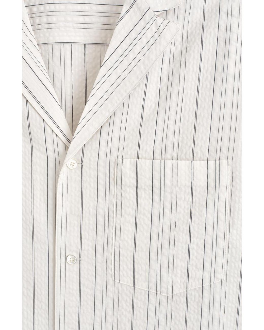 COS White Striped Textured Camp-Collar Shirt for men