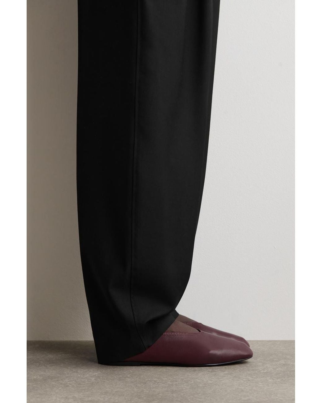 COS Red Minimal Leather Ballet Flats