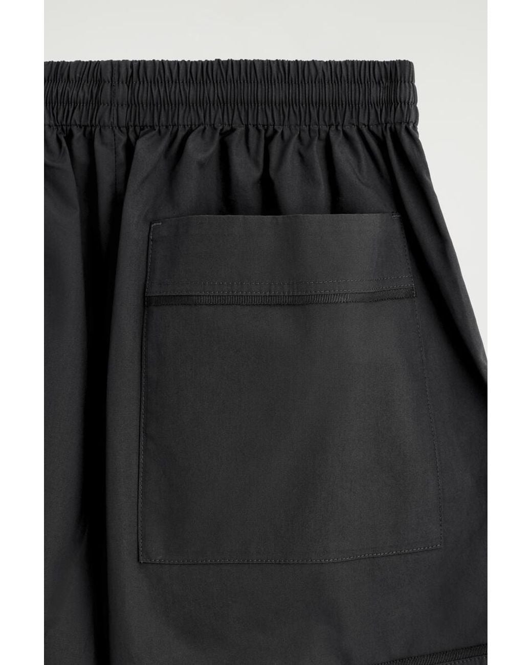 COS Black Elasticated Grosgrain-Detail Cotton Shorts