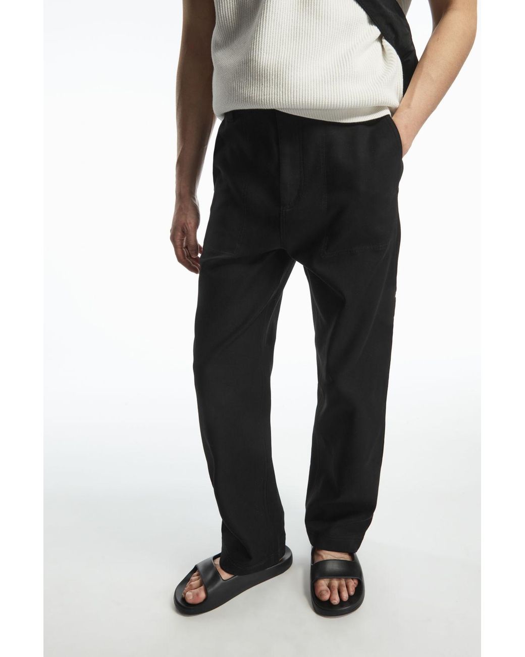 COS Double-strap Rubber Slides in Black for Men | Lyst
