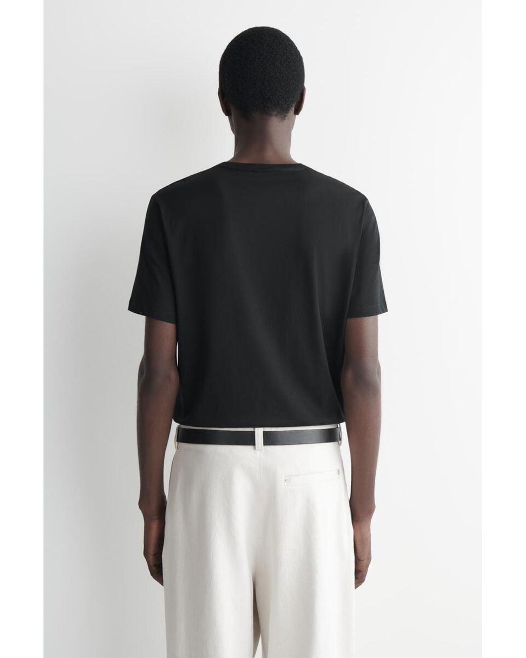 COS Black Cotton Crew-Neck T-Shirt for men