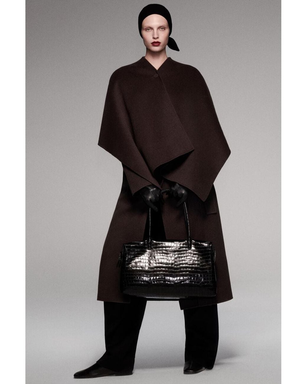 COS Brown Belted Double-Faced Wool-Blend Long Coat