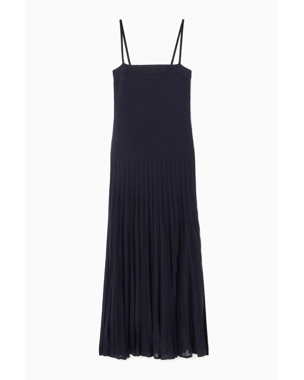 COS Pleated Knitted Maxi Dress in Blue | Lyst
