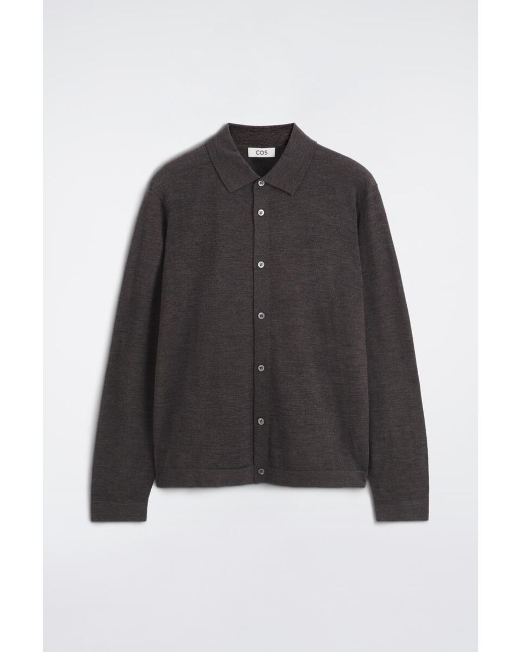 COS Brown Knitted Merino Wool Shirt for men