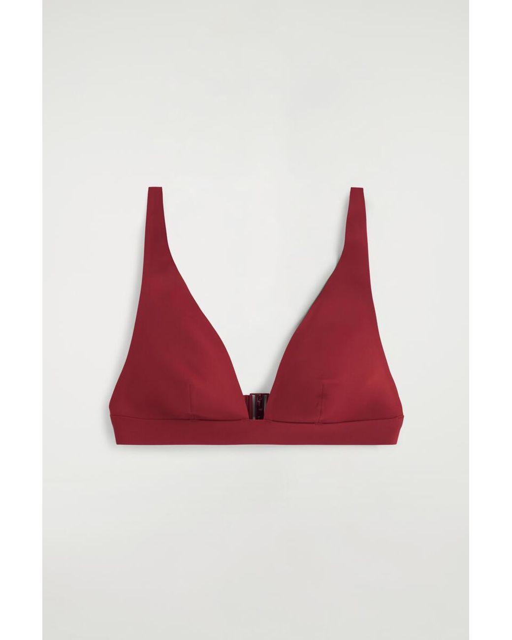 COS Red Bonded-Scuba V-Neck Bikini Top